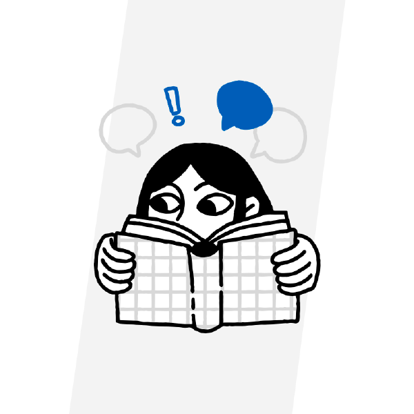 Ilustración de líneas: una mano sostiene un currículum.