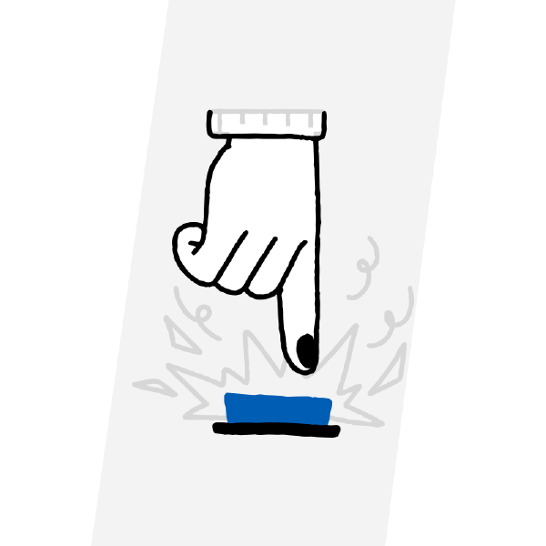 Ilustración de líneas: una mano respondiendo a un requerimiento.